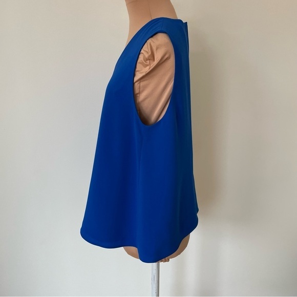 Alexander McQueen MCQ Cobalt Blue A-Line V-Neck Sleeveless Blouse EUC IT 40/US 4 - Picture 2 of 10
